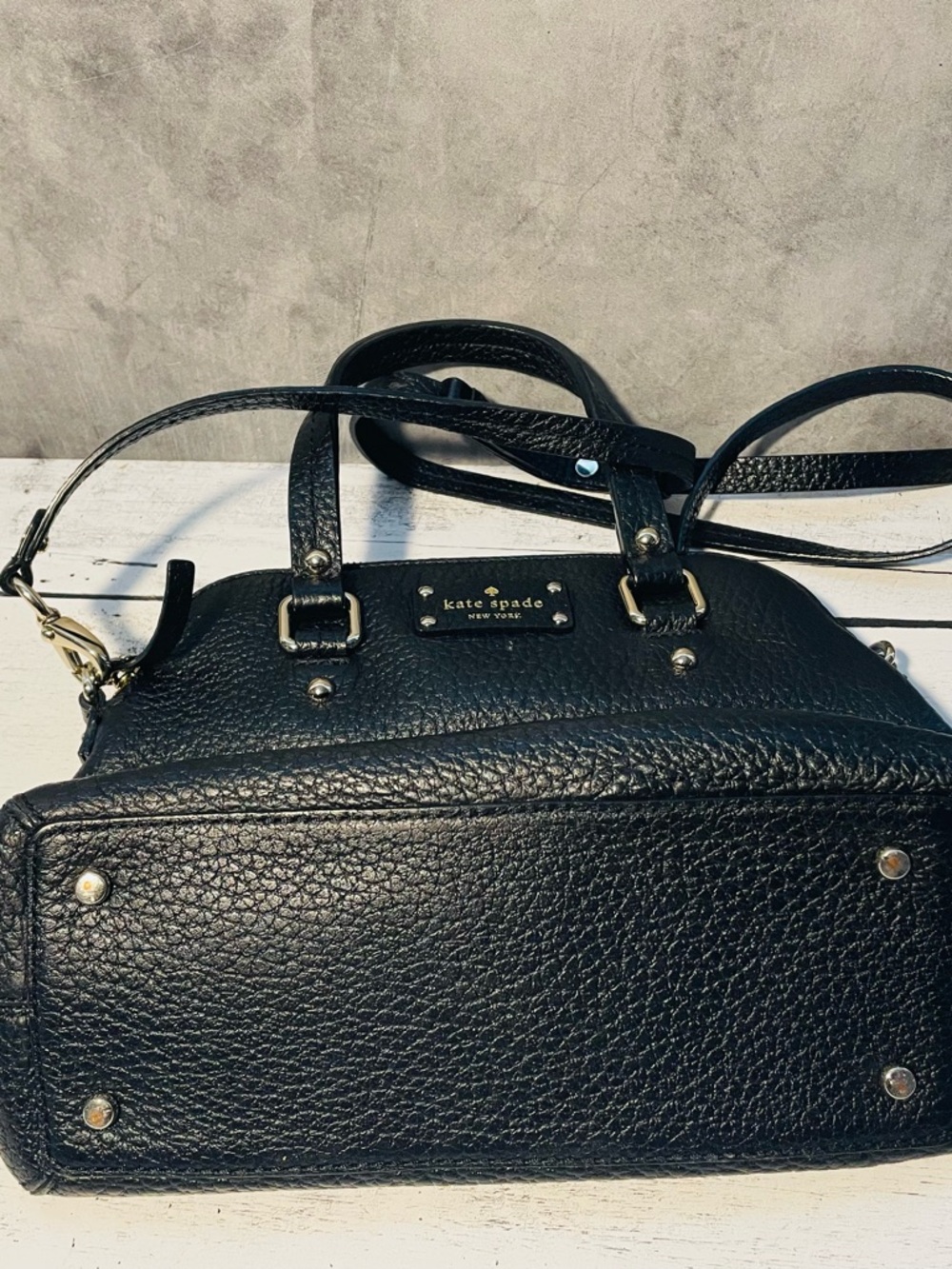 kate spade Black Pebbled Leather Satchel with Crossbody Strap - Picture 7 of 15